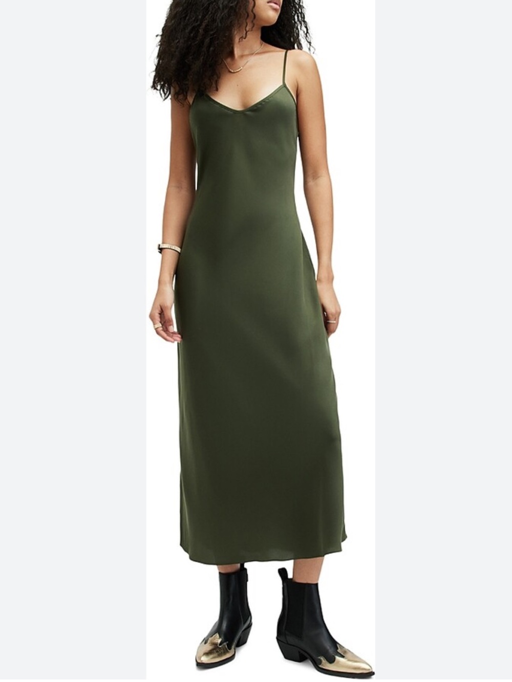 All Saints Byrony Slip Dress Leaf Green NWOT